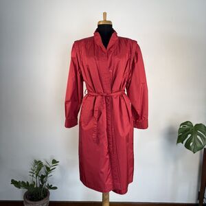Vintage 80s Full Length Red Nylon Raincoat | Removable Quilted Liner, J Gallery
